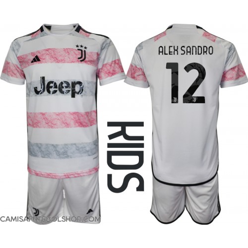 Camisa de time de futebol Juventus Alex Sandro #12 Replicas 2º Equipamento Infantil 2023-24 Manga Curta (+ Calças curtas)